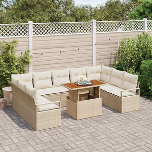 vidaXL Garden Sofa Set with Cushions 10 pcs Beige and Cream