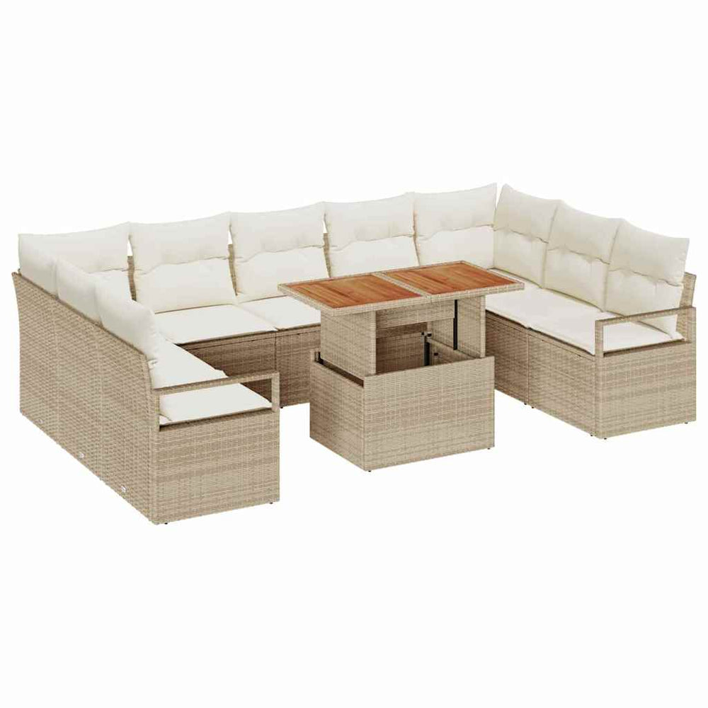 vidaXL Garden Sofa Set with Cushions 10 pcs Beige and Cream