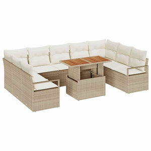 vidaXL Garden Sofa Set with Cushions 10 pcs Beige and Cream