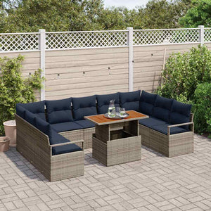 Garten Sofa Set Grau Marineblau 10-teilig