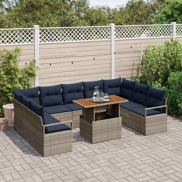 Garten Sofa Set Grau Marineblau 10-teilig