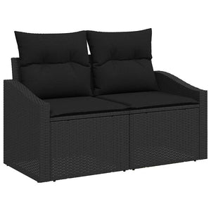 vidaXL Garden Sofa Set with Cushions 5 pcs Black Poly Rattan