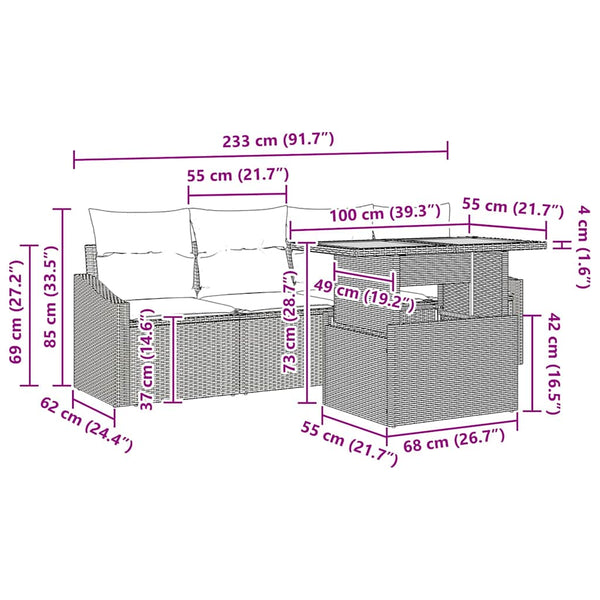vidaXL Garden Sofa Set with Cushions 5 pcs Black Poly Rattan