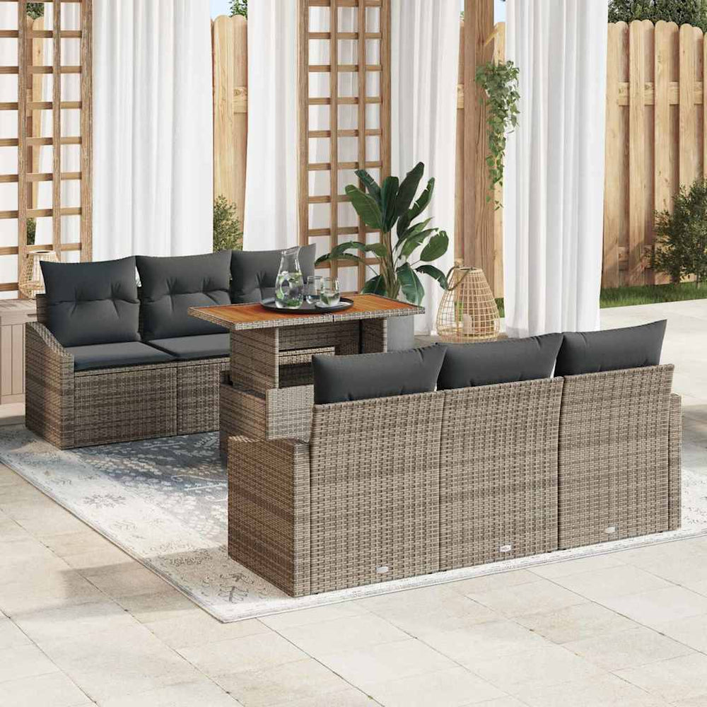 Garten Sofa Set mit Kissen, 7-teilig Grau/Braun