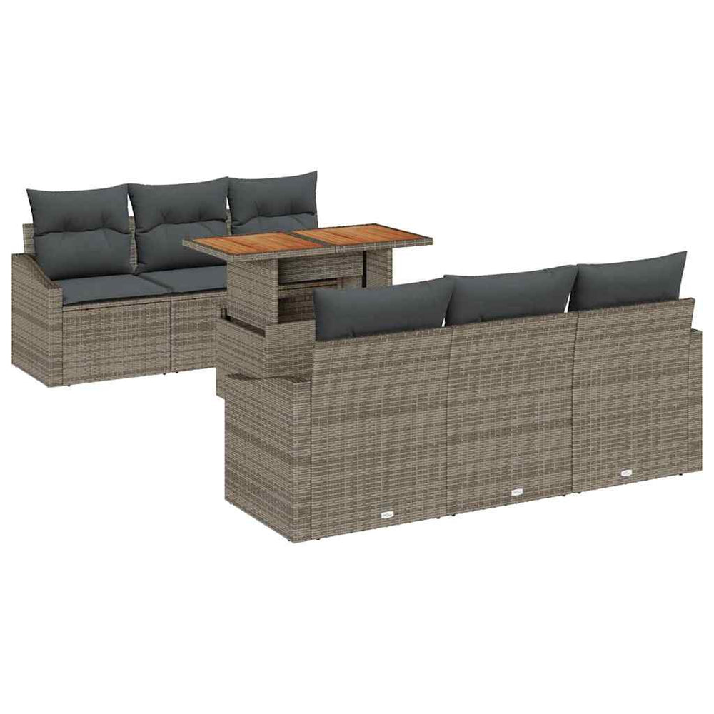 Garten Sofa Set mit Kissen, 7-teilig Grau/Braun