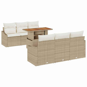 Garten Sofa Set Beige/Creme mit Kissen, 7-teilig