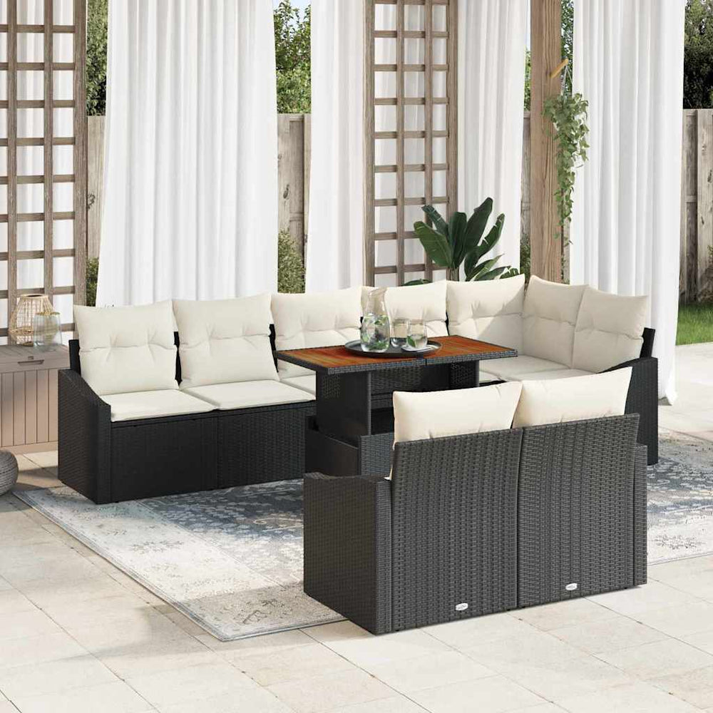 vidaXL Garden Sofa Set with Cushions 9 pcs Black and Cream