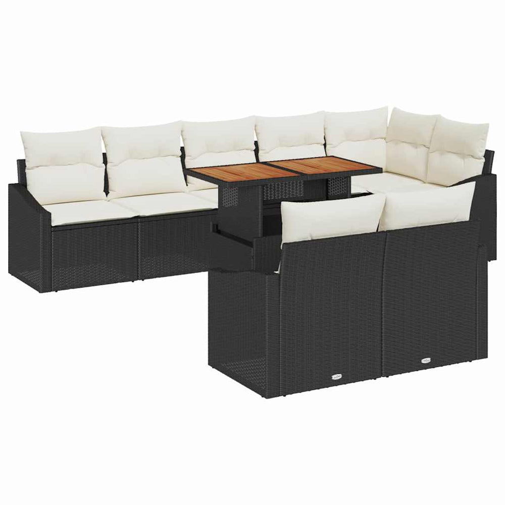 vidaXL Garden Sofa Set with Cushions 9 pcs Black and Cream