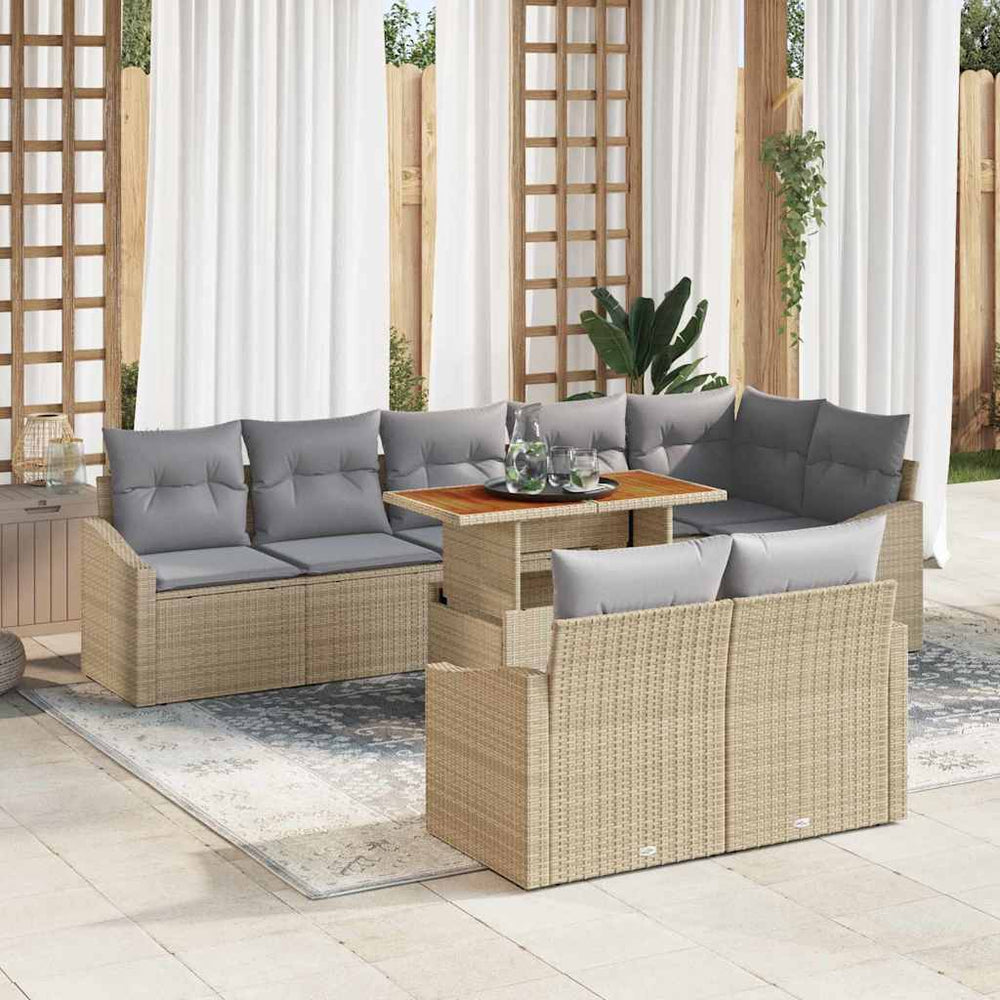 vidaXL Garden Sofa Set with Cushions 9 pcs Beige and Grey