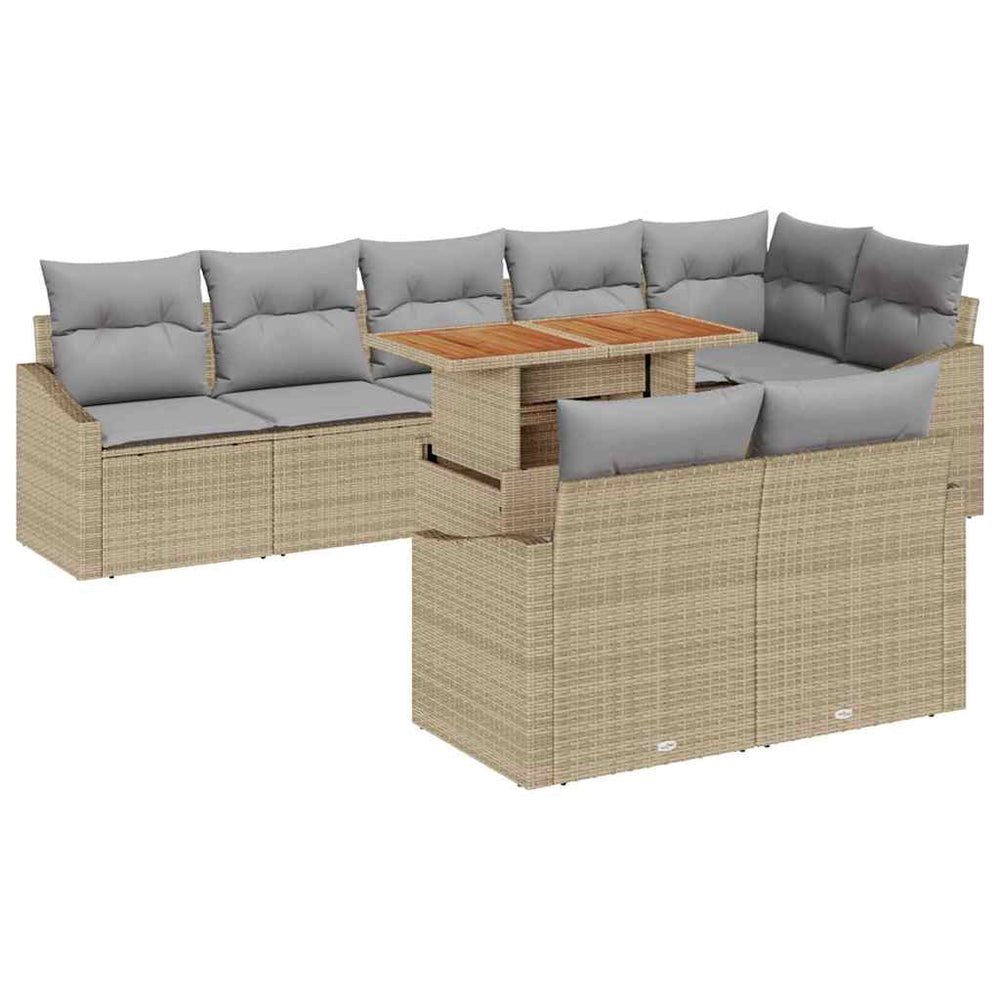vidaXL Garden Sofa Set with Cushions 9 pcs Beige and Grey
