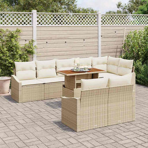 vidaXL Garden Sofa Set with Cushions 9 pcs Beige and Cream