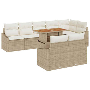 vidaXL Garden Sofa Set with Cushions 9 pcs Beige and Cream