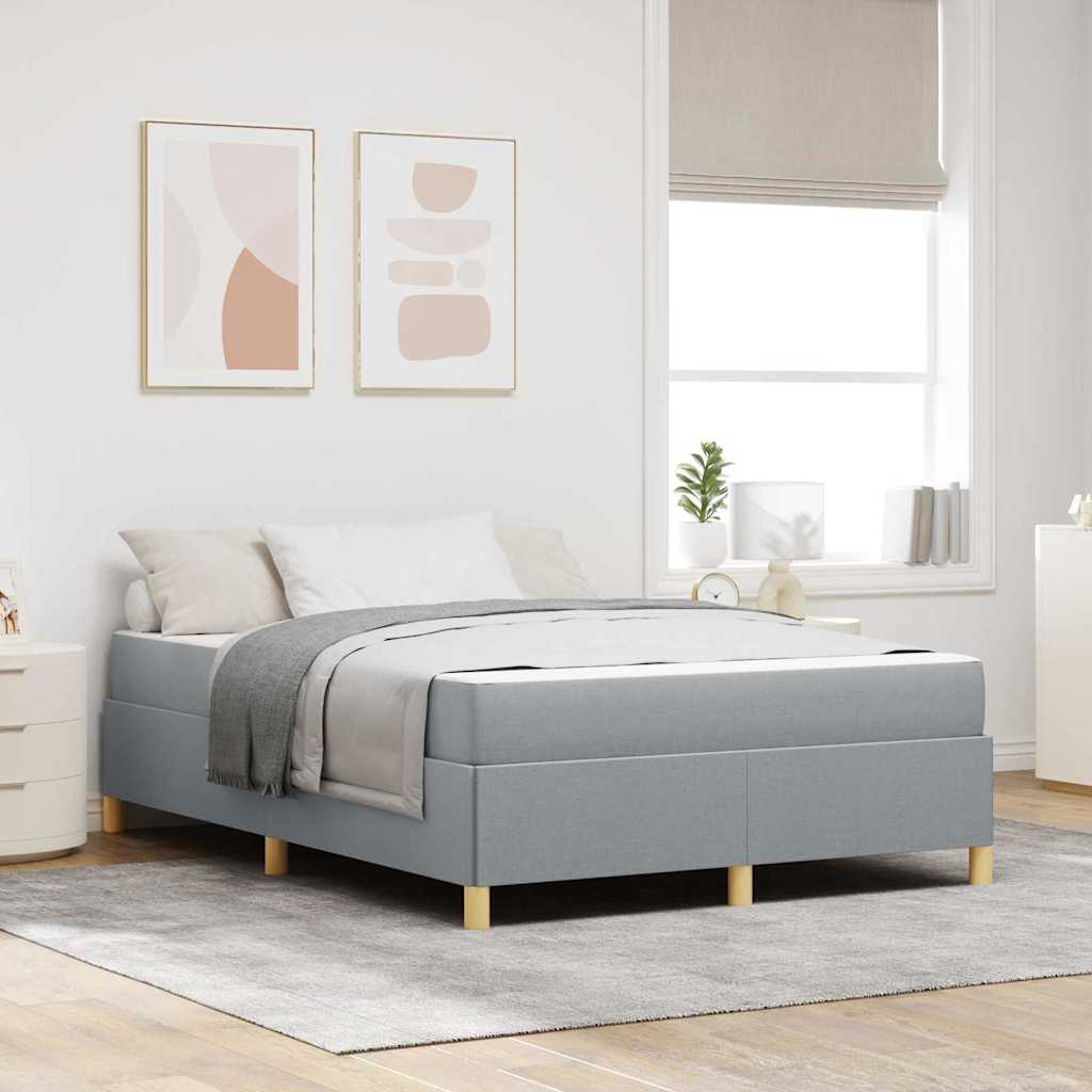 vidaXL Bed Frame with Mattress Light Grey 140 x 190 cm Fabric