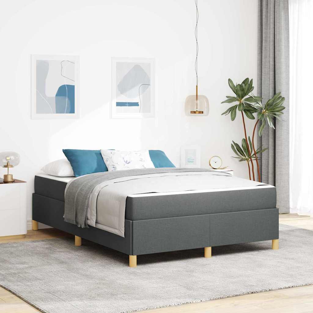 vidaXL Bed Frame with Mattress Dark Gray 140 x 190 cm Fabric