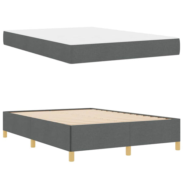 vidaXL Bed Frame with Mattress Dark Gray 140 x 190 cm Fabric