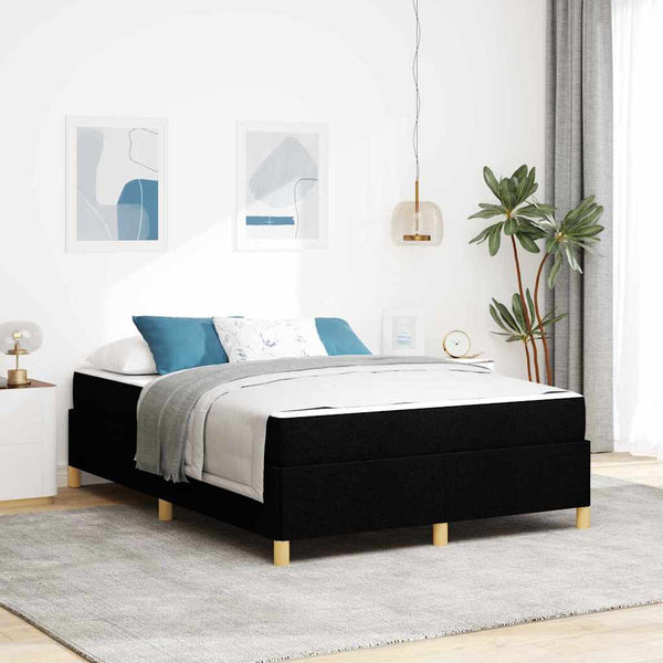 vidaXL Bed Frame with Mattress Black 140 x 190 cm Fabric