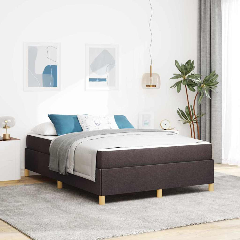 vidaXL Bed Frame with Mattress Dark Brown 140 x 190 cm Fabric
