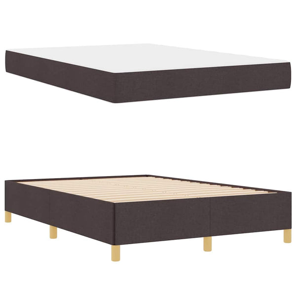 vidaXL Bed Frame with Mattress Dark Brown 140 x 190 cm Fabric