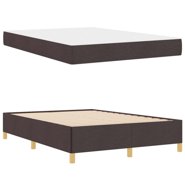 vidaXL Bed Frame with Mattress Dark Brown 140 x 190 cm Fabric