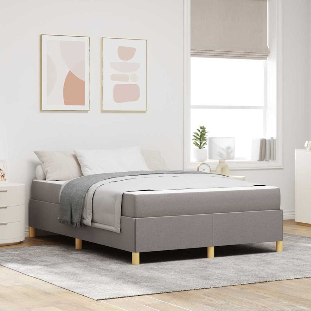 vidaXL Bed Frame with Mattress Taupe 140 x 190 cm Fabric