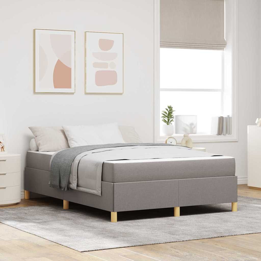 vidaXL Bed Frame with Mattress Taupe 140 x 190 cm Fabric