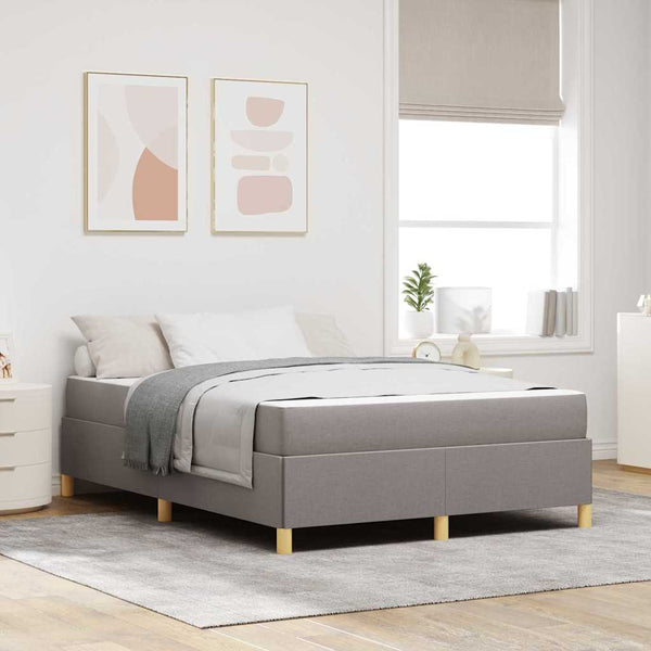vidaXL Bed Frame with Mattress Taupe 140 x 190 cm Fabric
