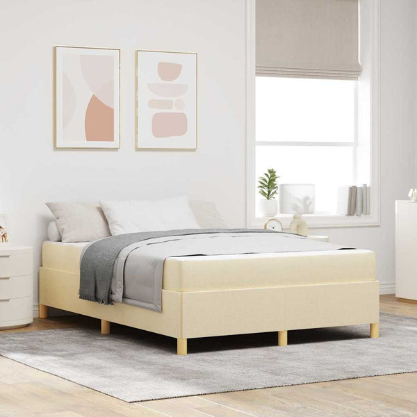 vidaXL Bed Frame with Mattress Cream 140 x 190 cm Fabric
