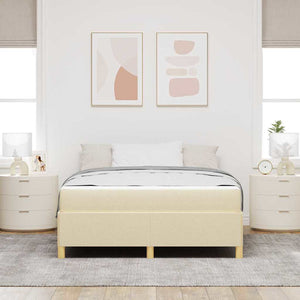 vidaXL Bed Frame with Mattress Cream 140 x 190 cm Fabric