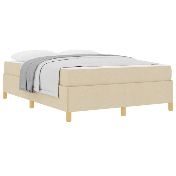 vidaXL Bed Frame with Mattress Cream 140 x 190 cm Fabric