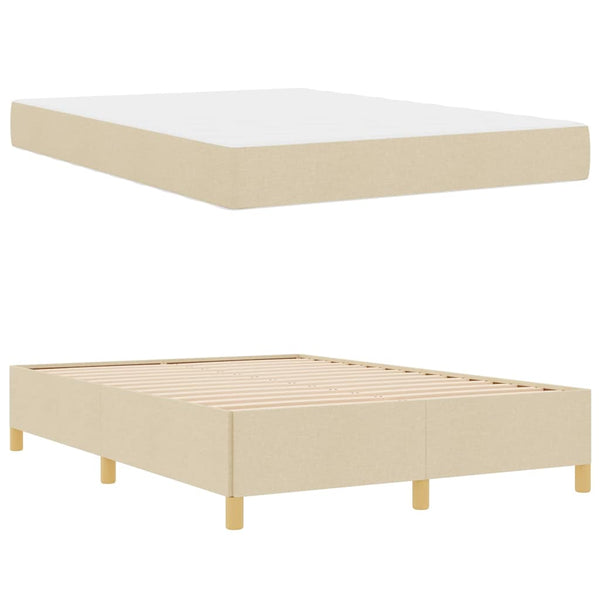 vidaXL Bed Frame with Mattress Cream 140 x 190 cm Fabric
