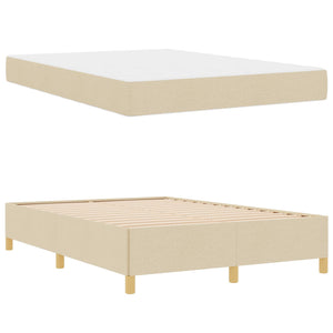 vidaXL Bed Frame with Mattress Cream 140 x 190 cm Fabric