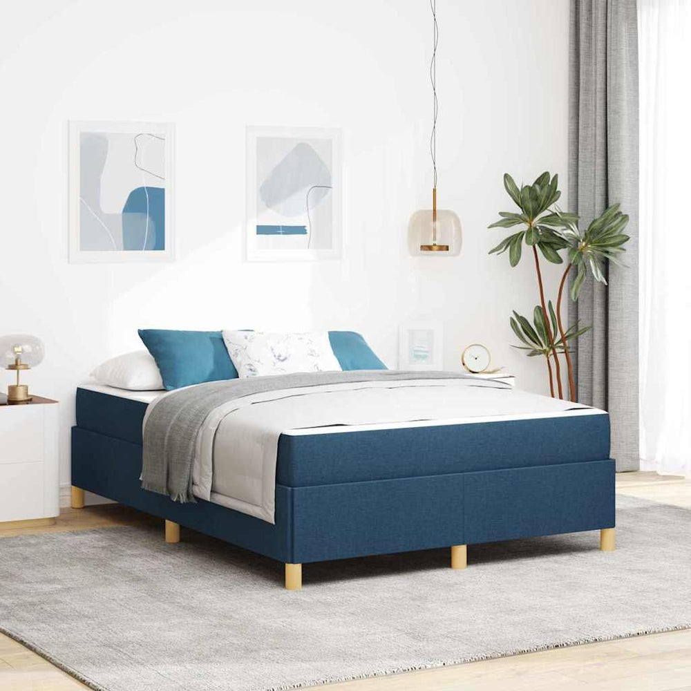 vidaXL Bed Frame with Mattress Blue 140 x 190 cm Fabric