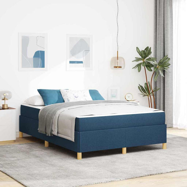 vidaXL Bed Frame with Mattress Blue 140 x 190 cm Fabric