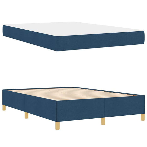 vidaXL Bed Frame with Mattress Blue 140 x 190 cm Fabric