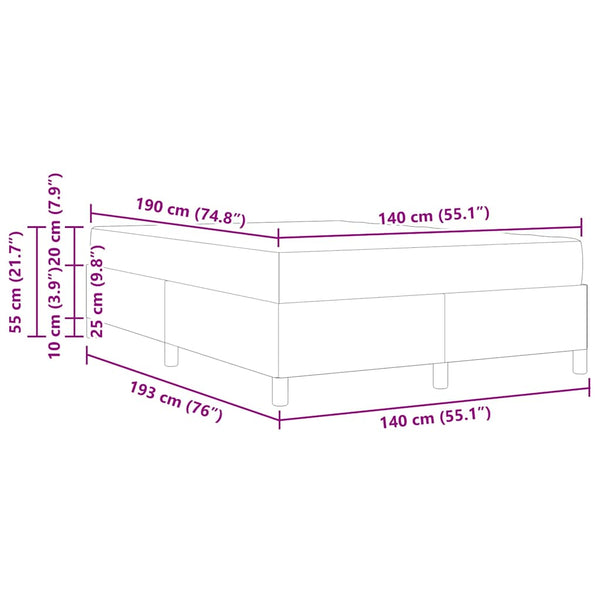 vidaXL Bed Frame with Mattress Blue 140 x 190 cm Fabric