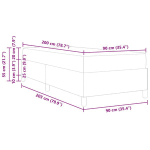 vidaXL Bed Frame with Mattress Light Green-Grey 90 x 200 cm Fabric