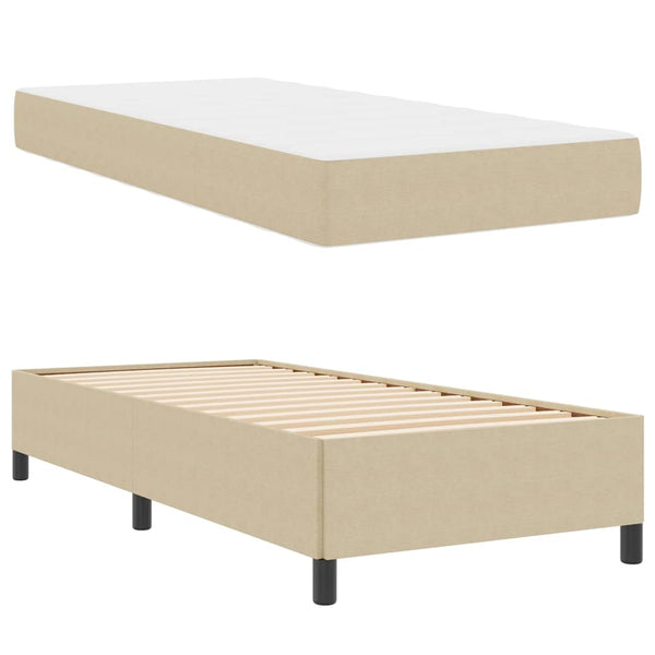 vidaXL Bed Frame with Mattress Light Green-Grey 100 x 200 cm Fabric