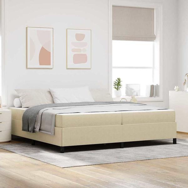 vidaXL Bed Frame with Mattress Light Green-Grey 200 x 200 cm Fabric