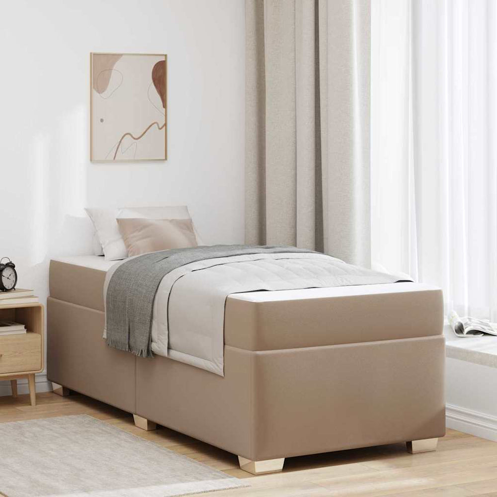 vidaXL Bed Frame with Mattress Cappuccino 80 x 200 cm Fabric
