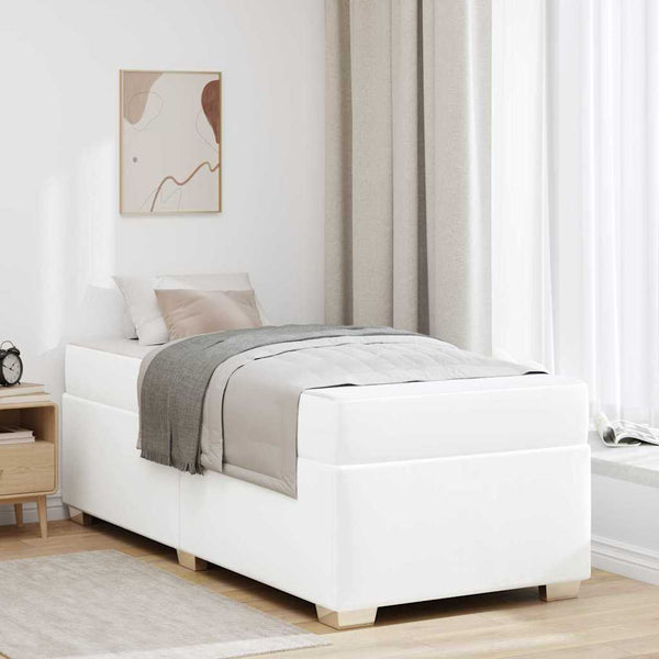 vidaXL Bed Frame with Mattress White 90 x 190 cm Fabric