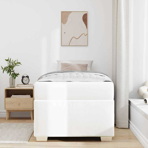 vidaXL Bed Frame with Mattress White 90 x 200 cm Fabric