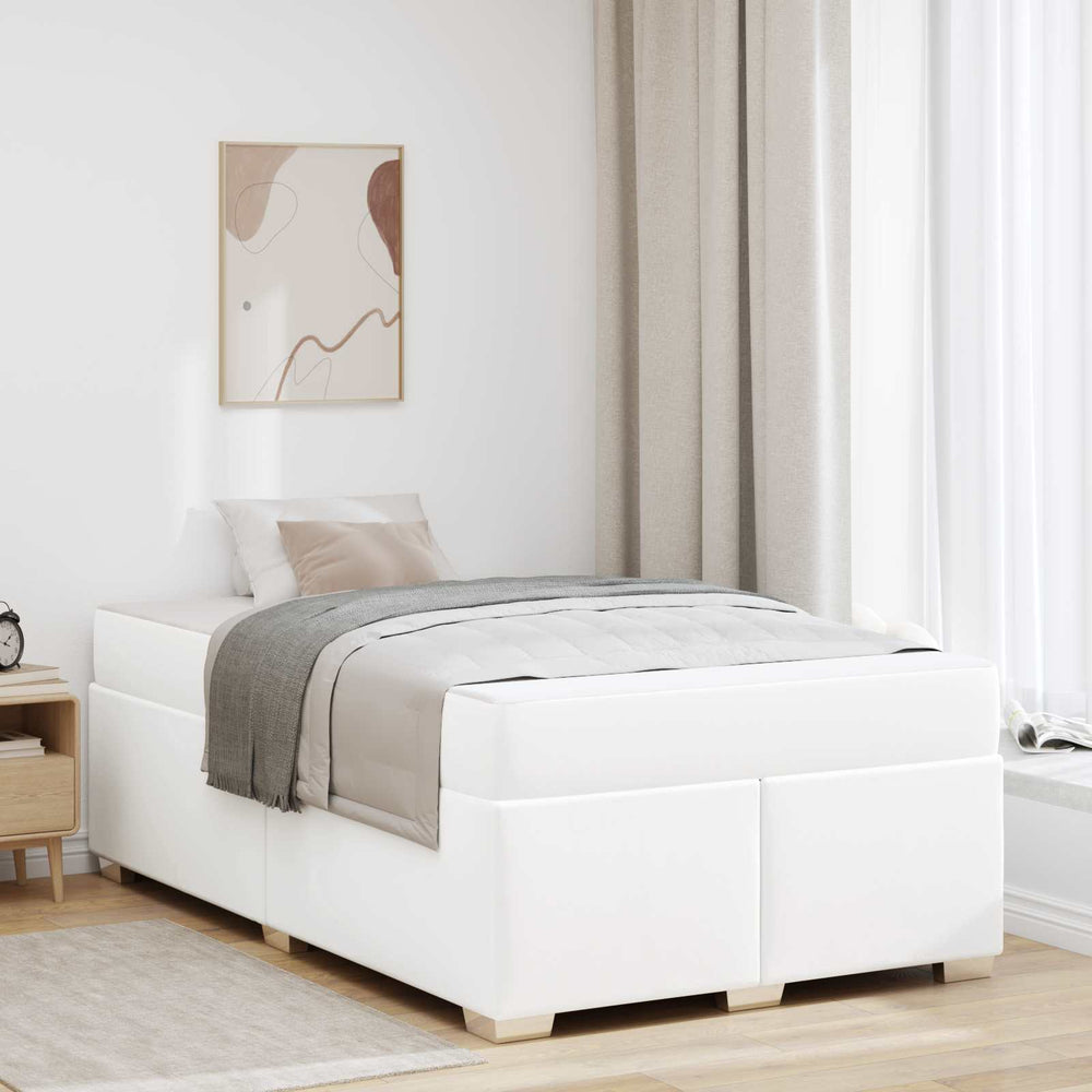 vidaXL Bed Frame with Mattress White 120 x 190 cm Fabric