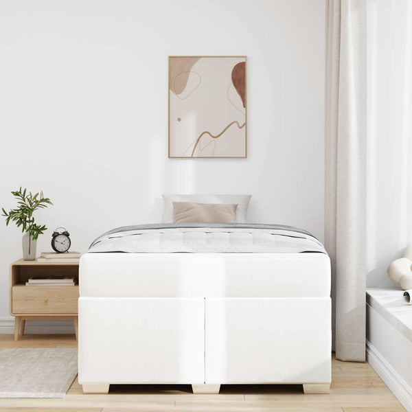 vidaXL Bed Frame with Mattress White 120 x 190 cm Fabric