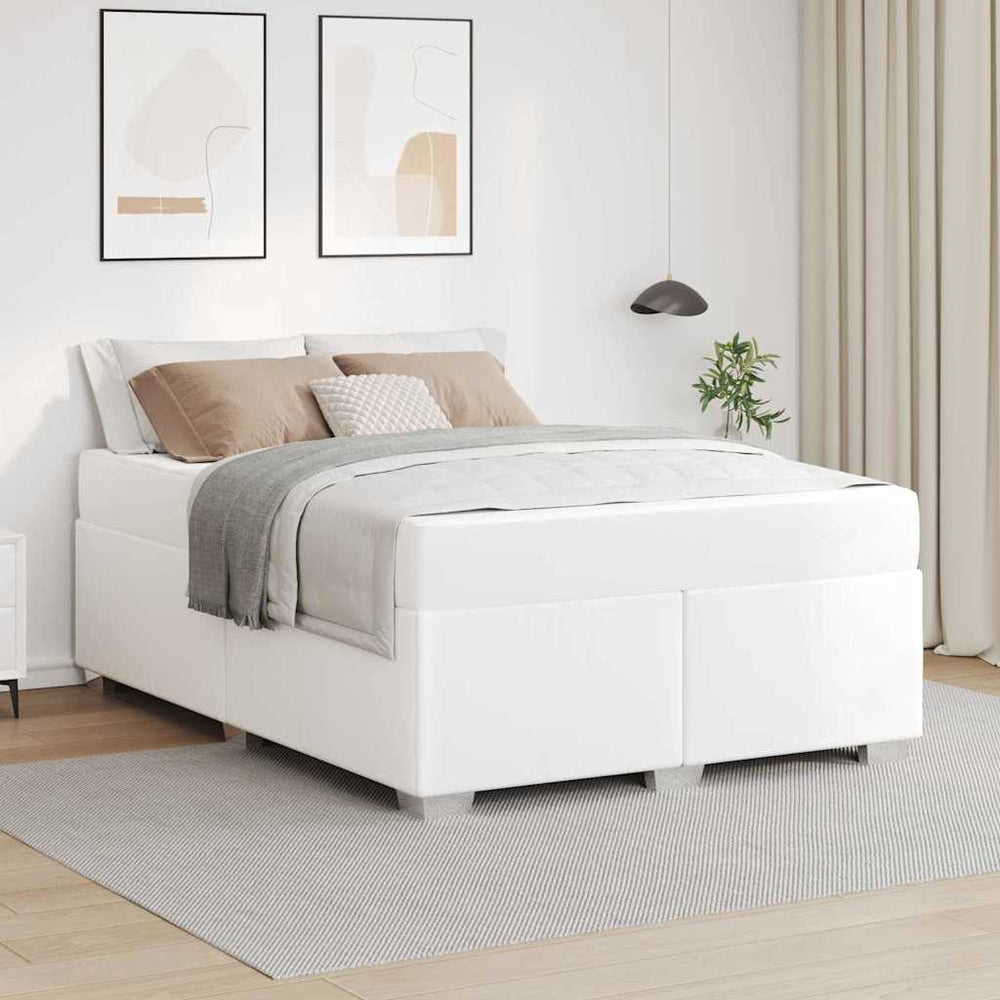 vidaXL Bed Frame with Mattress White 140 x 200 cm Fabric