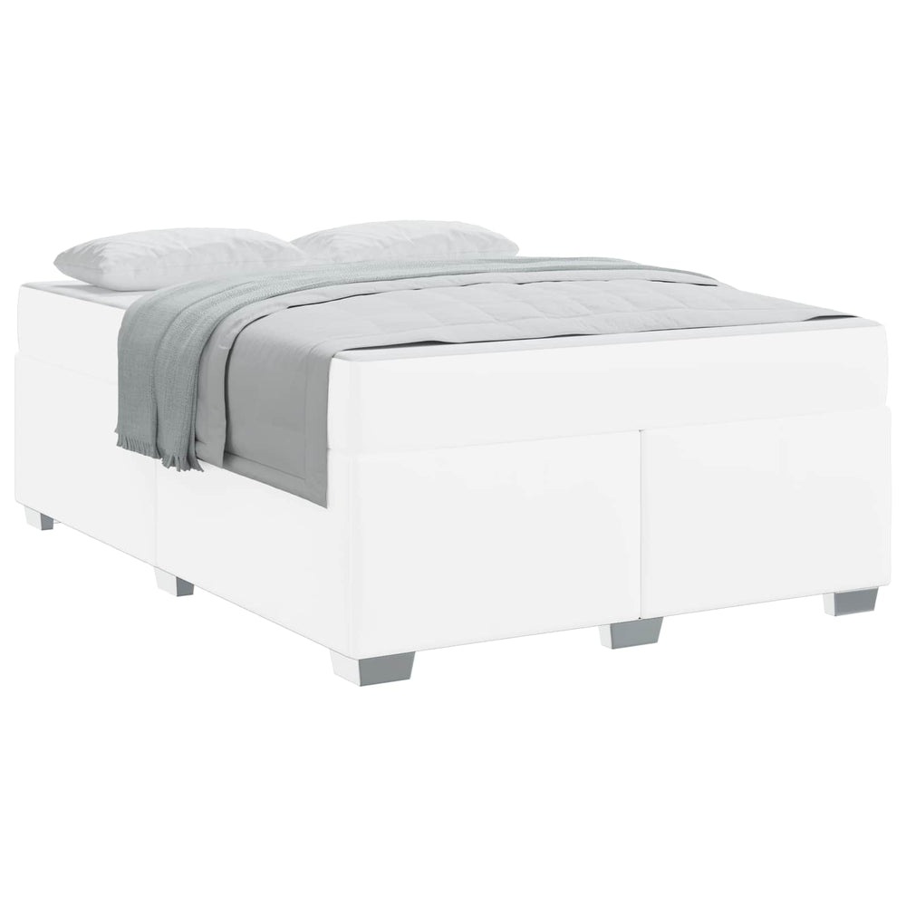 vidaXL Bed Frame with Mattress White 140 x 200 cm Fabric
