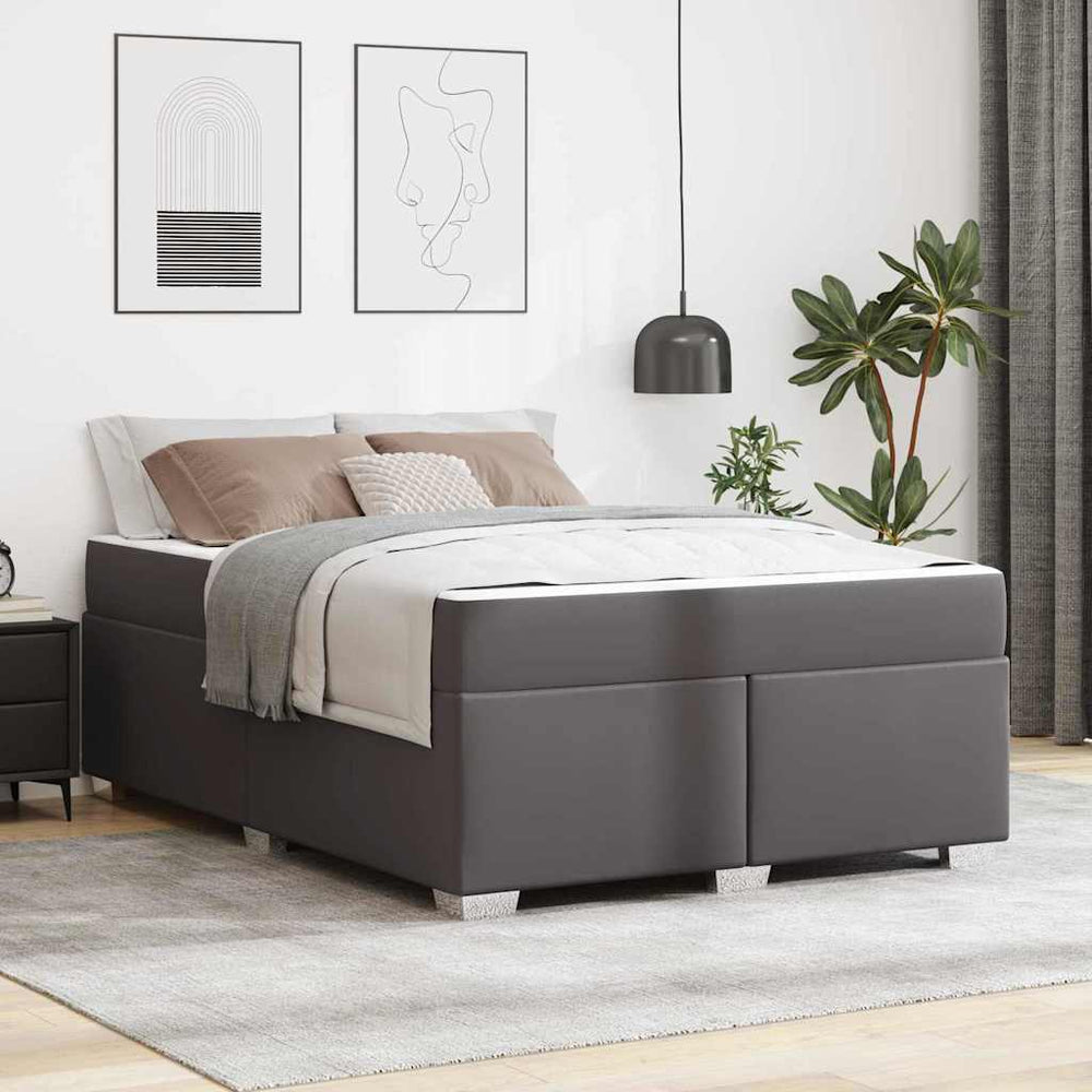 vidaXL Bed Frame with Mattress Grey 140 x 200 cm Fabric