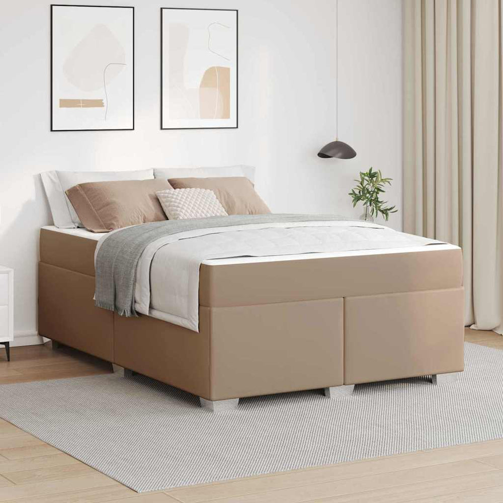 vidaXL Bed Frame with Mattress Cappuccino 140 x 200 cm Fabric