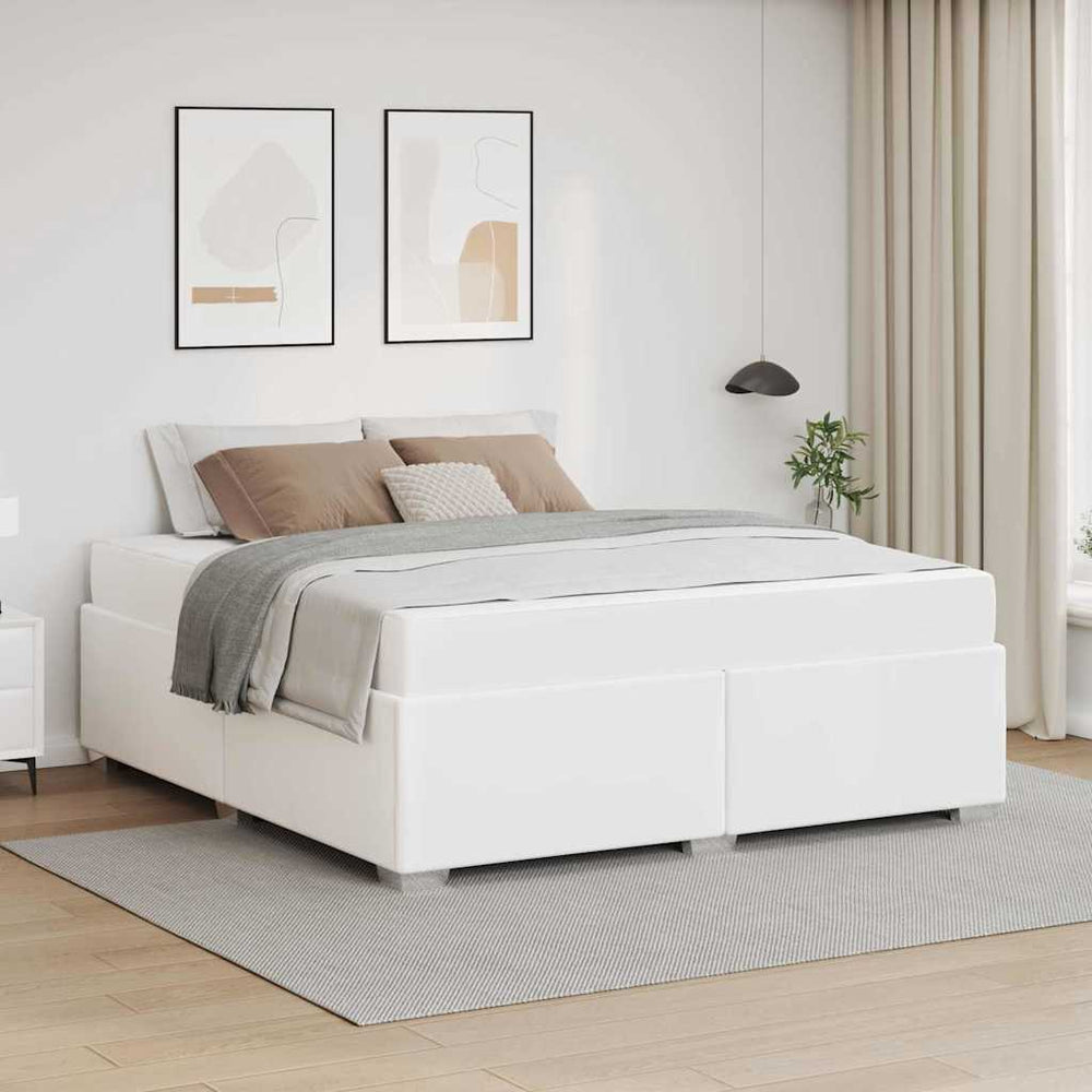 vidaXL Bed Frame with Mattress White 180 x 200 cm Fabric