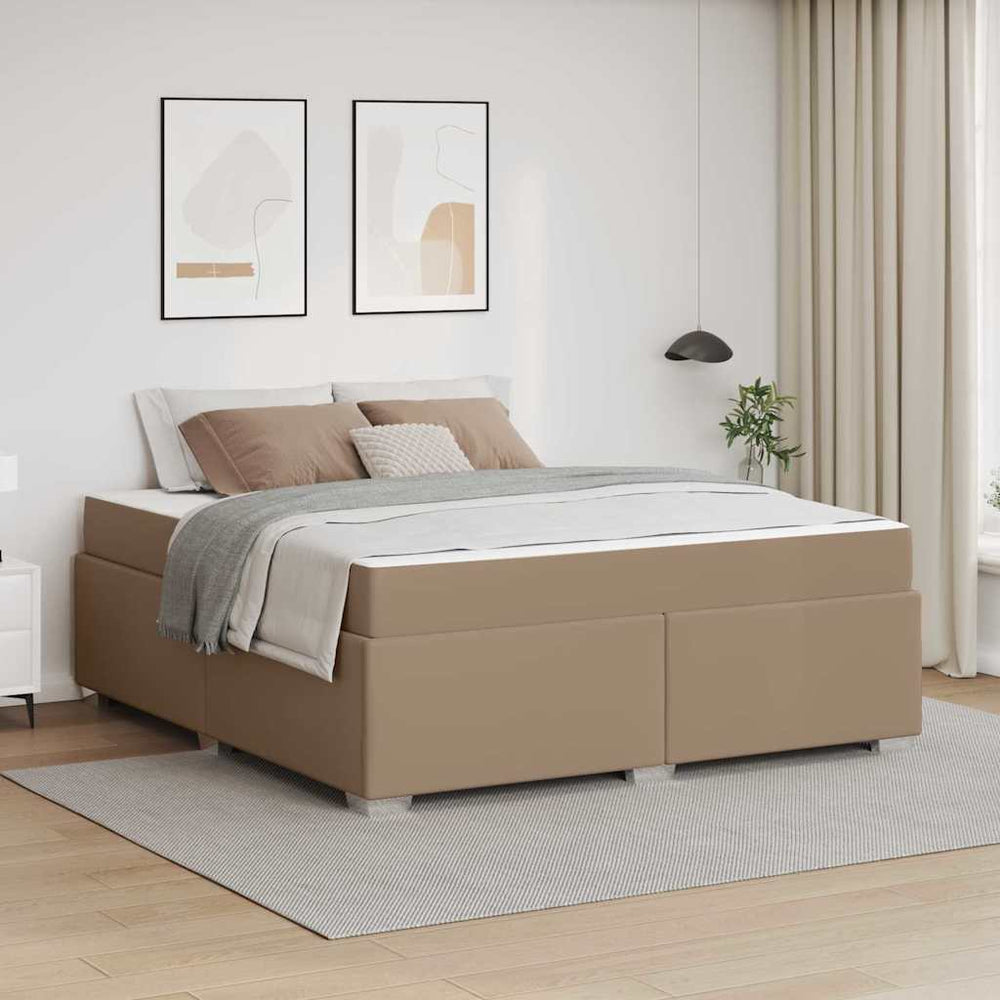 vidaXL Bed Frame with Mattress Cappuccino 180 x 200 cm Fabric