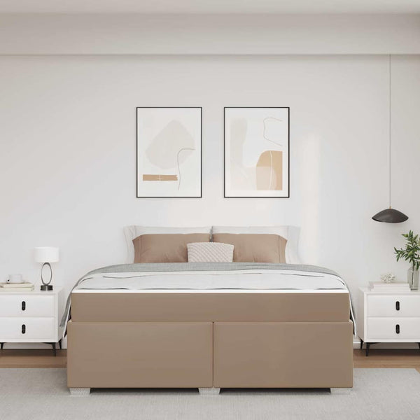 vidaXL Bed Frame with Mattress Cappuccino 180 x 200 cm Fabric